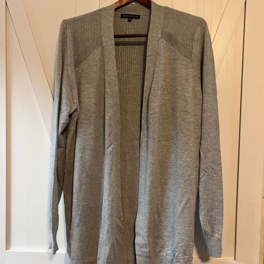 Gray Knit Soft Open-Front Cardigan Womens Love Ellie XXL New
